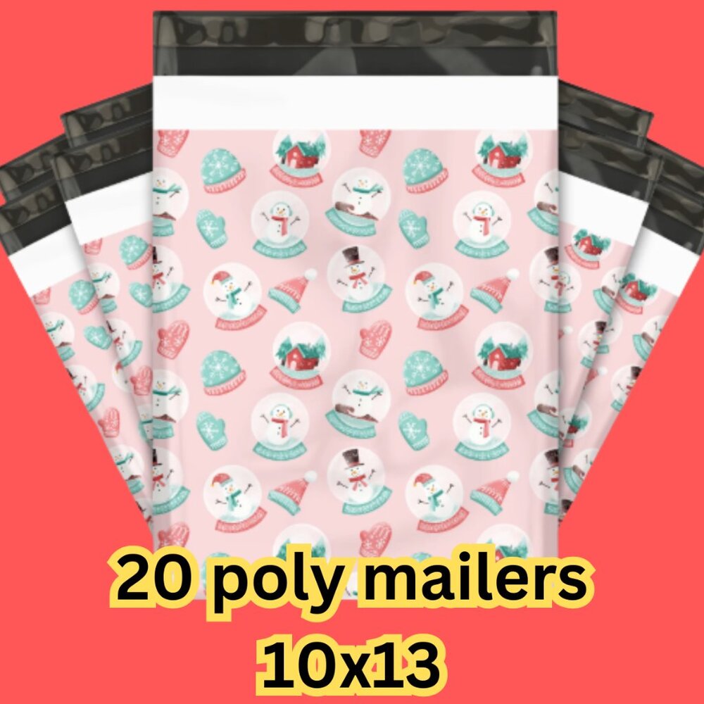 20 christmas theme poly mailers size 10x13